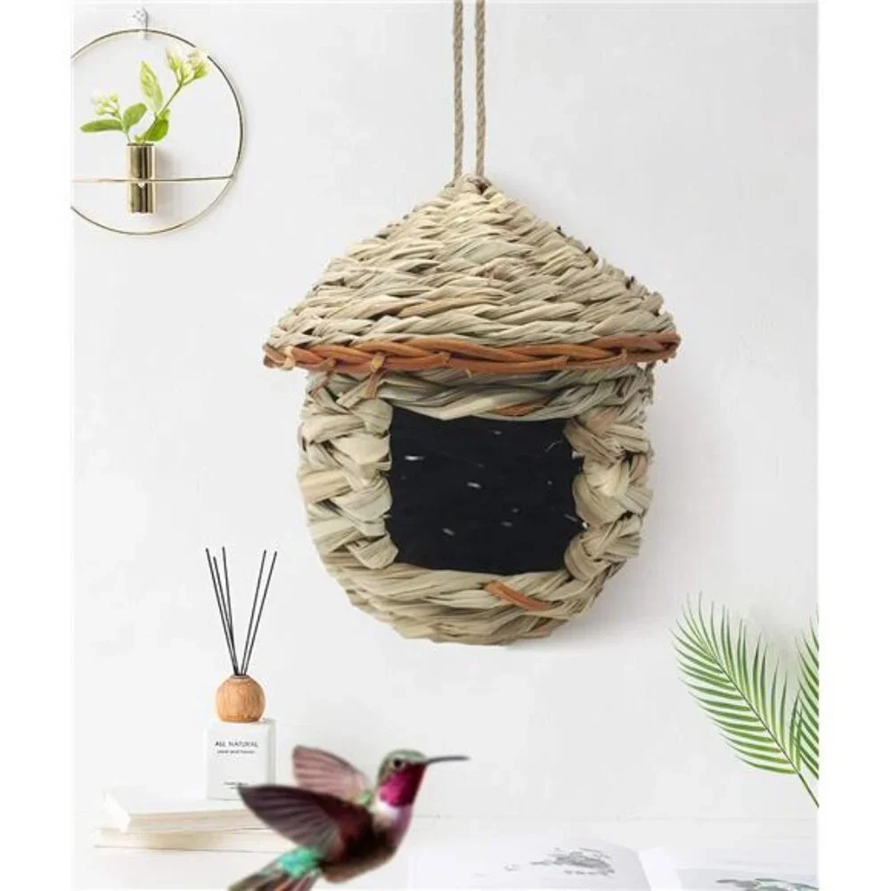 Gute Hummingbird House, Grass Hand Woven Birdhouses for Outdoors Hanging
